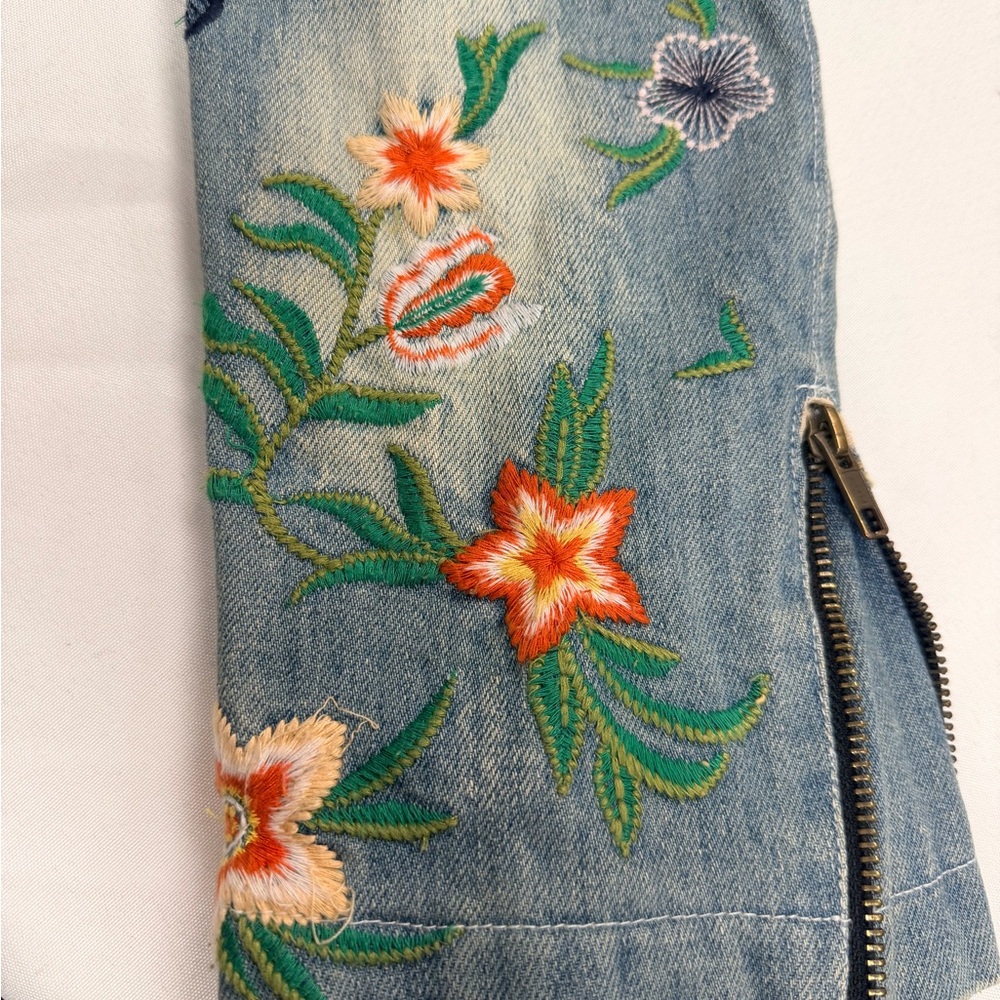 Aratta Women's Embroidered Denim Jacket - Blue and Multicolor - Picture 8 of 16